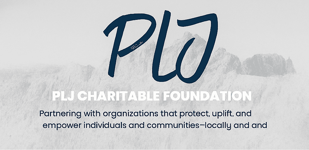 PLJ text with tagline Partnering with organizations to protect, uplift, and empower